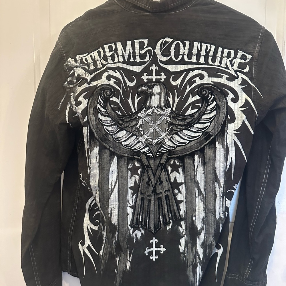 Y2k Xtreme Couture Black and White Graphic Long Sleeve